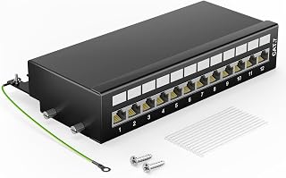 Geschirmtes 12 Port CAT7 Patchpanel Verteilerfeld, 10 Gbit/s