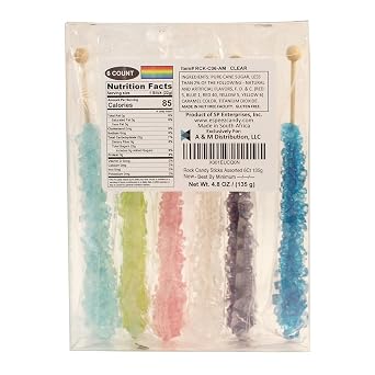 Extra Large Rock Candy Sticks: 6 Assorted Espeez Rock Candy Sticks, Candy Buffet, Swizzle Sticks - Bulk candy for Birthdays, Weddings, Reception Candy, Decorations, Bridal and Baby Showers