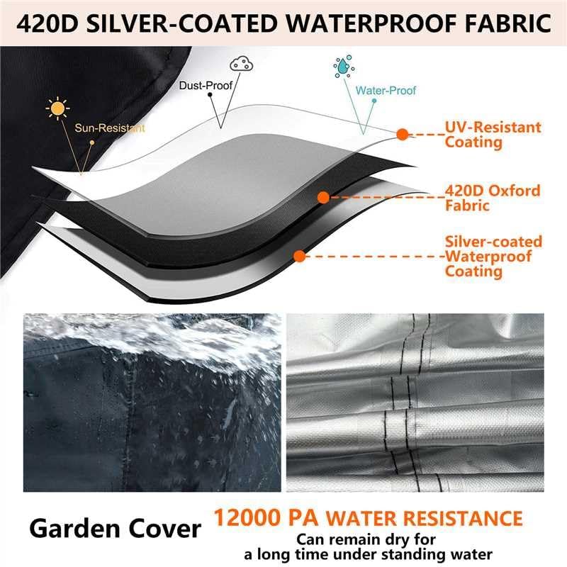Miniatura 3 de Patio Furniture Covers, Outdoor Furniture Cover Waterproof, Outside Table and Chair Covers, Heavy Duty Oxford Patio Table Cover, Fundas Para Sillas