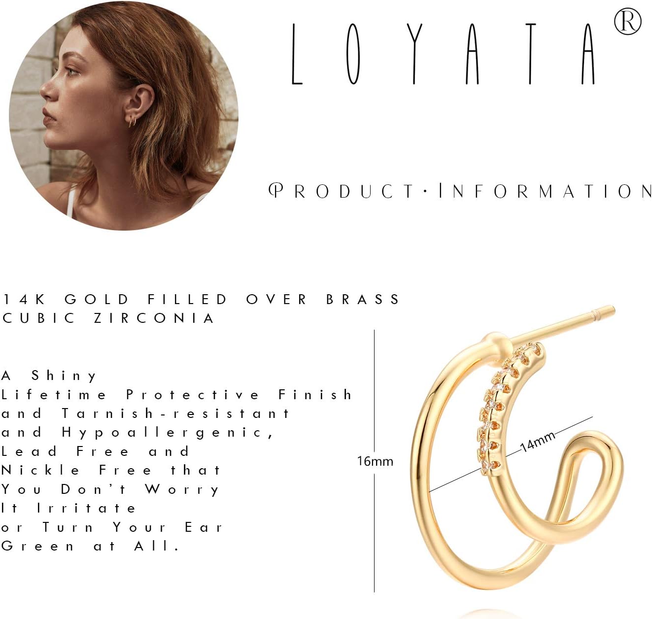 LOYATA Earring Stud Sets for Women 14K Gold Plated 925 Sterling Sliver Post Small Stud Earrings for Women Hypoallergenic Gold Trendy Jewelry for Women - Image 4