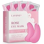 LAVONE Eye Mask - 15 Pairs Rose Under Eye Patches Skin Care Products - Eye Masks Skincare for Dark Circles and Puffiness, Reduce Wrinkles, Eye Bags and Fine Lines, for Women and Man, with Hair Clips