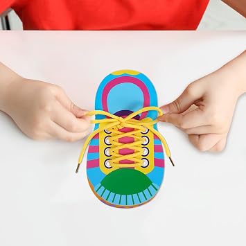 NUOBESTY Shoe Tie Practice for Kids Shoe Tying Practice Board Shoelace Threading Teaching Toys Learn to Tie Shoelaces Toddlers Preschool Learning Toys Fine Motor Skills Early Educational, 5 Sets
