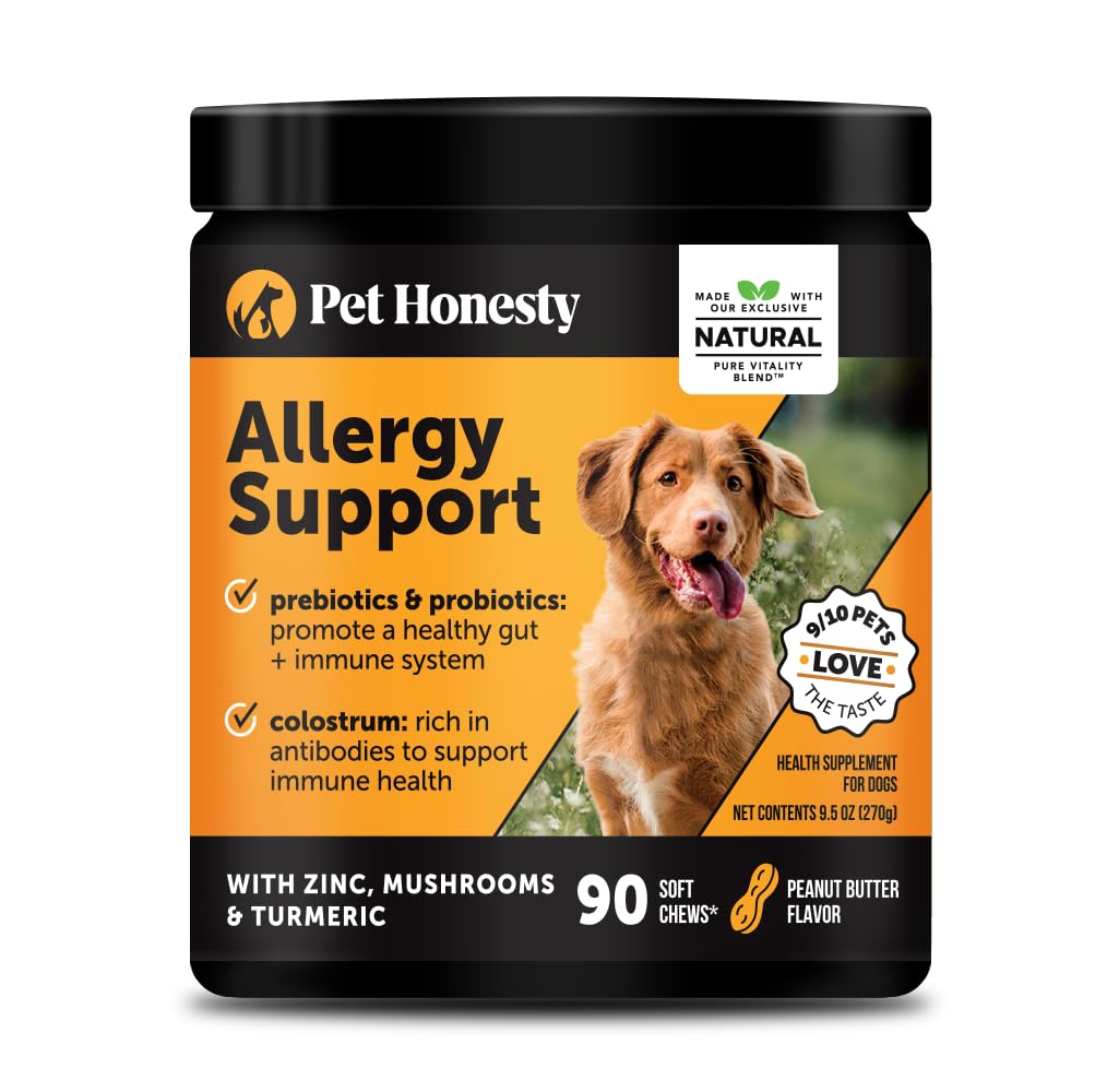 Dog Allergy Itch Relief - Advanced Itch Supplement with Probiotics for Dogs - Immune Support & Skin Relief for Seasonal Allergies - Natural Itchy Skin & Paw Relief - (Peanut Butter, 90 Ct)