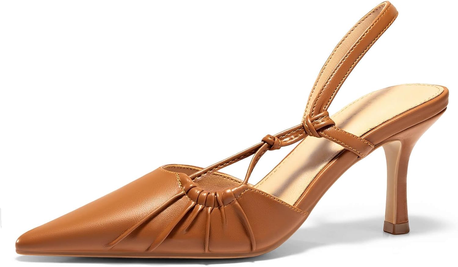 Coutgo Womens Slingback Kitten Heels Closed Pointed Toe Pumps D'Orsay Wedding Party Dress Shoes