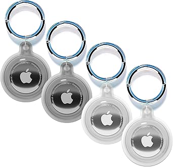 4 pack airtag holder keychain waterproof compatible with apple air tags holder case for dog collar keys luggage kids full protection2black 2clear
