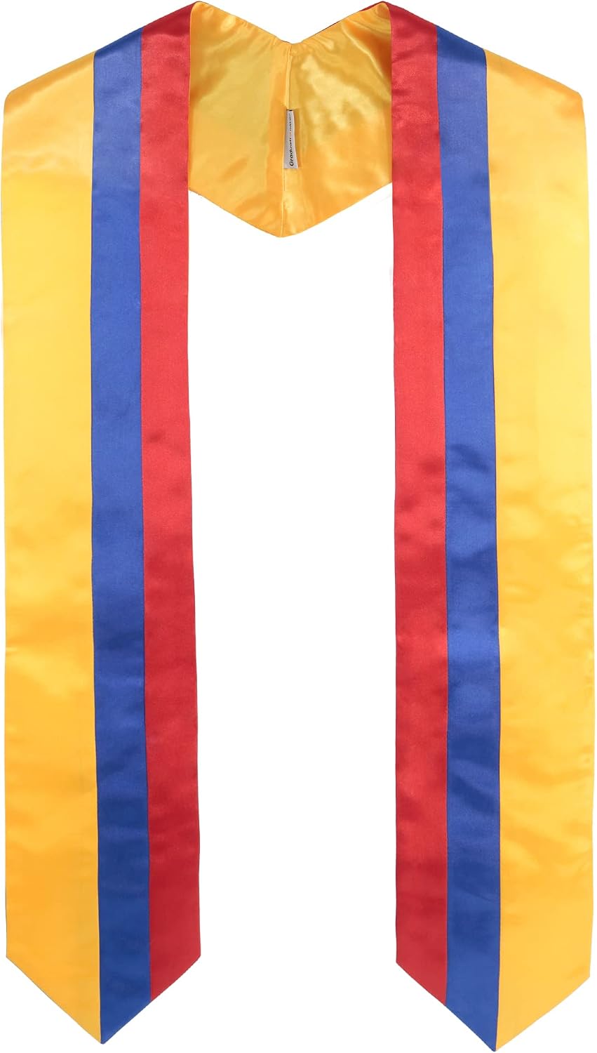 GraduationMall National Flag Graduation Stole Embroidery Sash for Study Aboard International Students 72" in Length