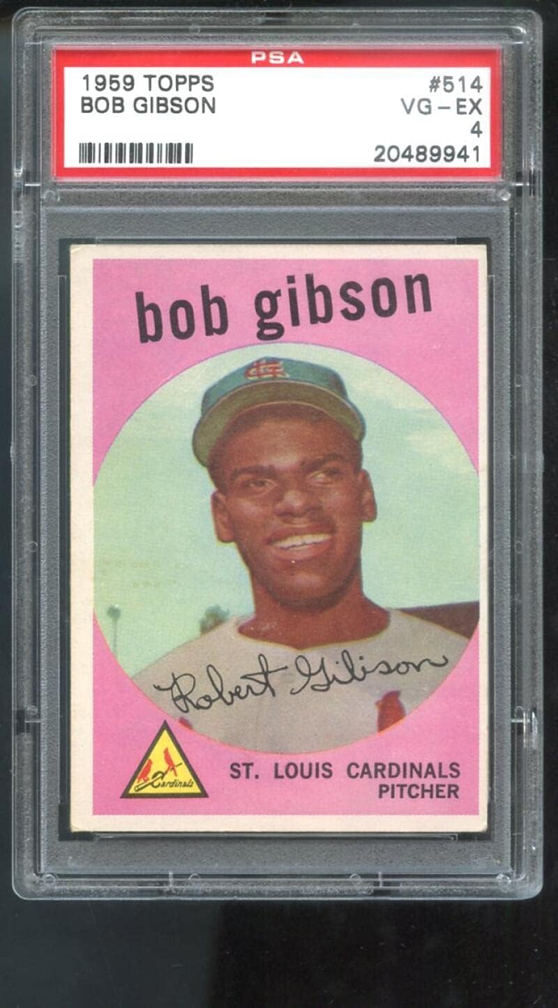 1959 Topps #514 Bob Gibson Cardinals ROOKIE RC PSA 4 Graded Baseball Card MLB