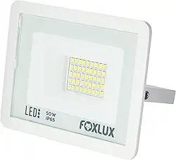 Refletor de LED Foxlux – 50 W – 6500 K – Luz branca – Bivolt – Proteção IP65 – Driver Embutido – Refletor Direcionável – Luz brilhante – Uso externo