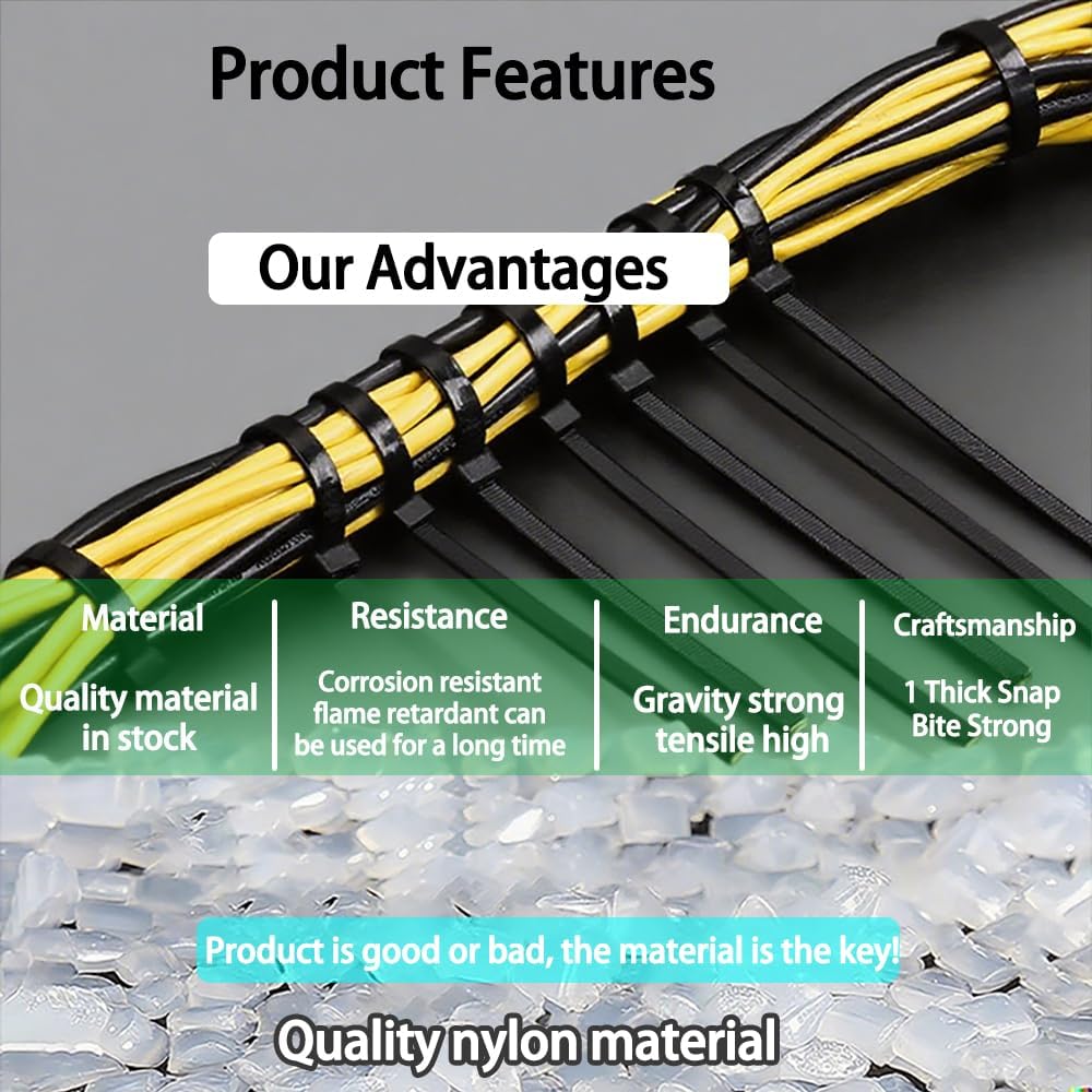 200 PCS Strong Nylon Self Tensile Strength 5 Inch Black Cable Ties- Ideal for Home, Garden(3 * 120 width 2.5 mm)