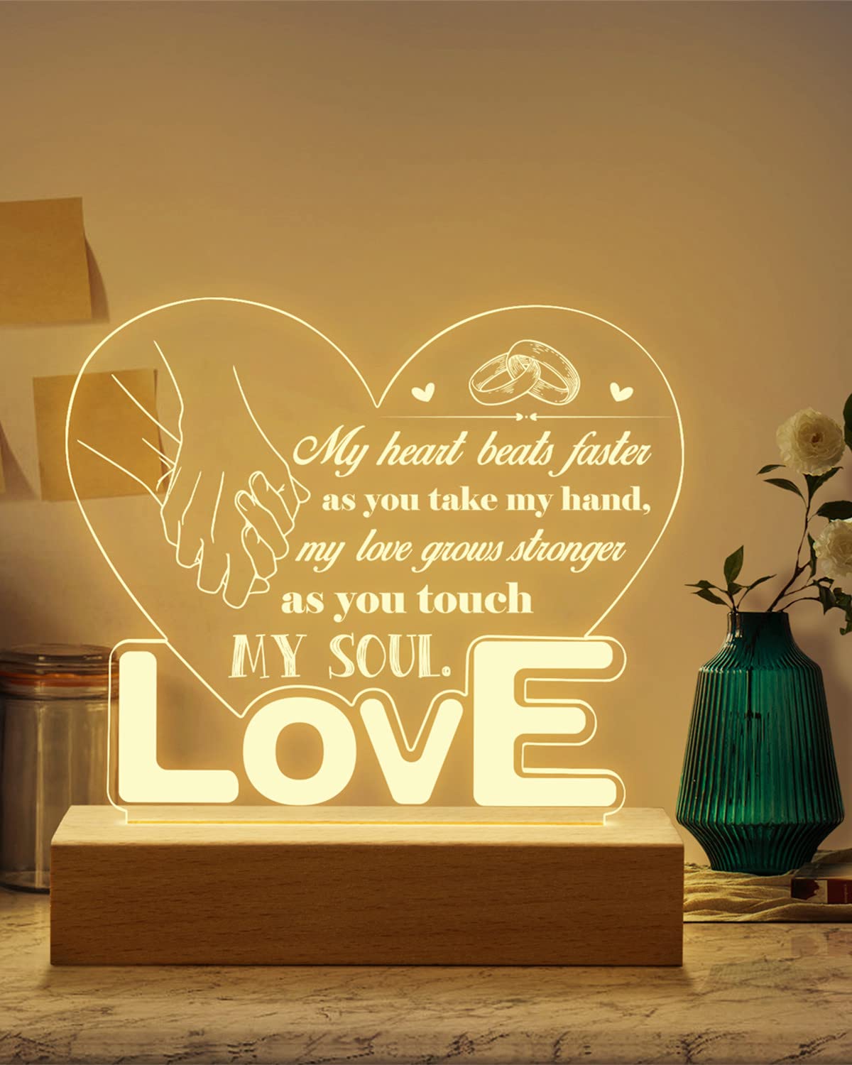 Welsky Him and Her Engagement Anniversary Wedding Gifts for Husband Wife Unique, 16 Colored Personalized Night Light Gifts Appreciation Birthday Father's Day Gifts for Husband Wife Romantic Gifts