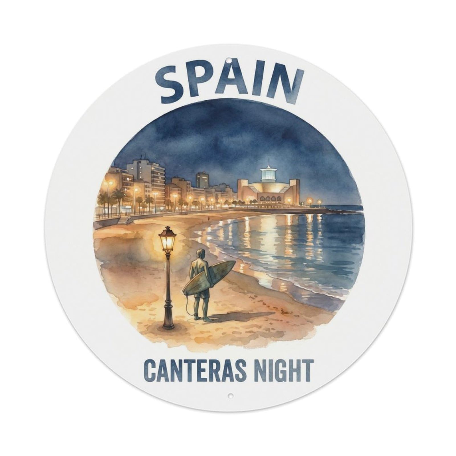 Gran Canaria Canteras Night Spain Seaside Travel Metal Tin Sign