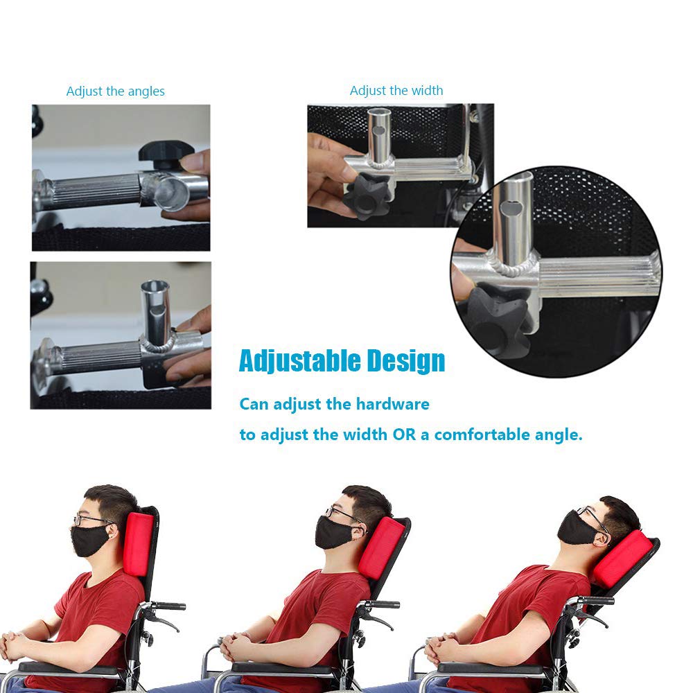 Reposacabezas con Soporte para el Cuello para Silla de Ruedas, cojín portátil para reposacabezas, reposacabezas Universal Ajustable para Silla de Ruedas de 16 a 20 Pulgadas, Color Morado