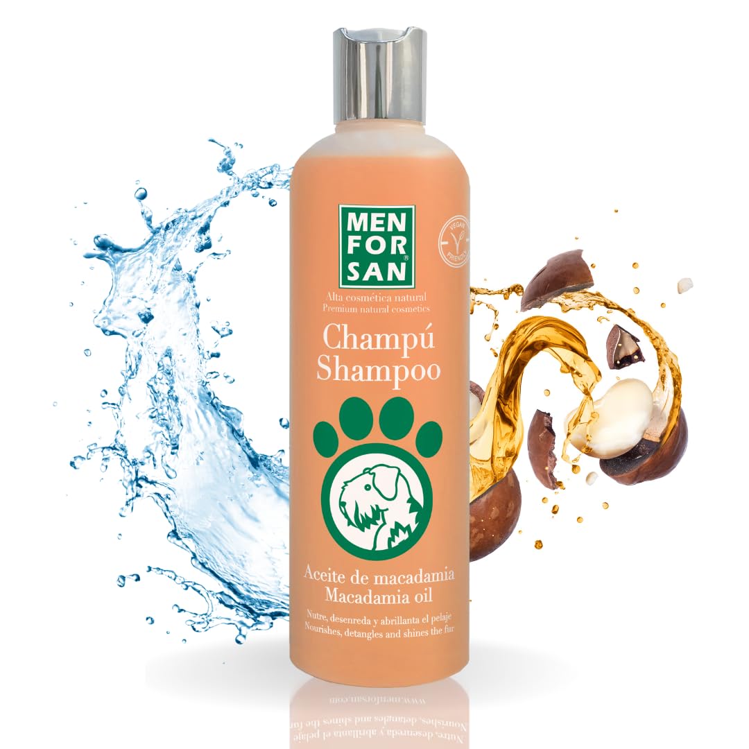 MENFORSAN Macadamia oil shampoo for dogs, Nourishes and Shines the Coat, Detangling Power, Anti-Frizz and Restorative Properties, Citrus, 300 ml