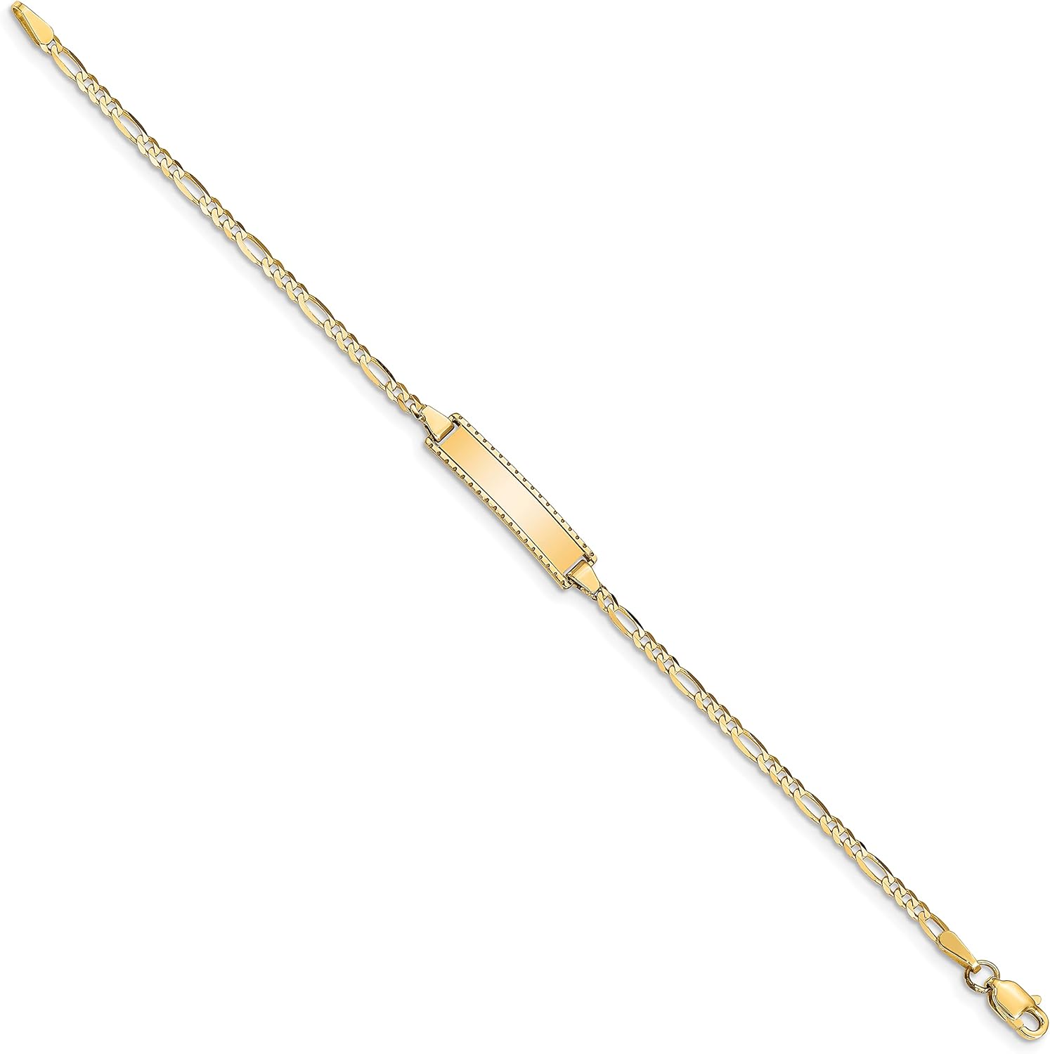 14K Solid Yellow Gold 6mm Thick Figaro Chain Link ID Bracelet 6 inch Polished, Engravable for her IceCarats