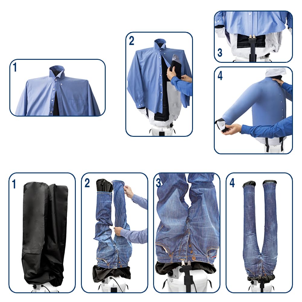 EOLO Sèche Repasse SA05 SP V4 Repasse Sèche Automatiquement Chemises Pantalons Rafraîchit Vêtements Repassage Vertical Professionnel 5 Roues Réglable en Hauteur Efficacité A++ Garantie 5 Ans