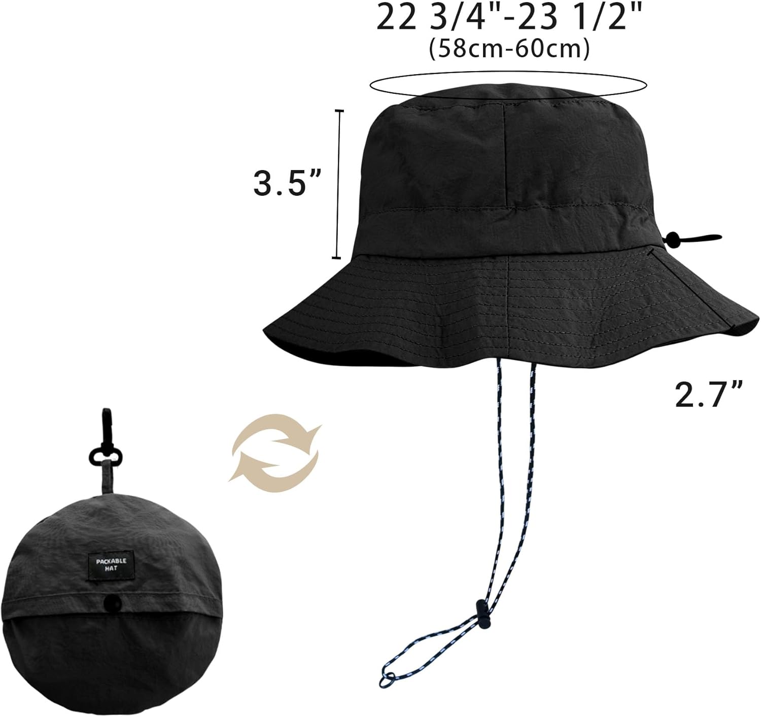 PFFY Packable Sun Bucket Hat for Men Women Outdoor UV Protection Sun Hats Waterproof Lightweight Hiking Outdoor Cap