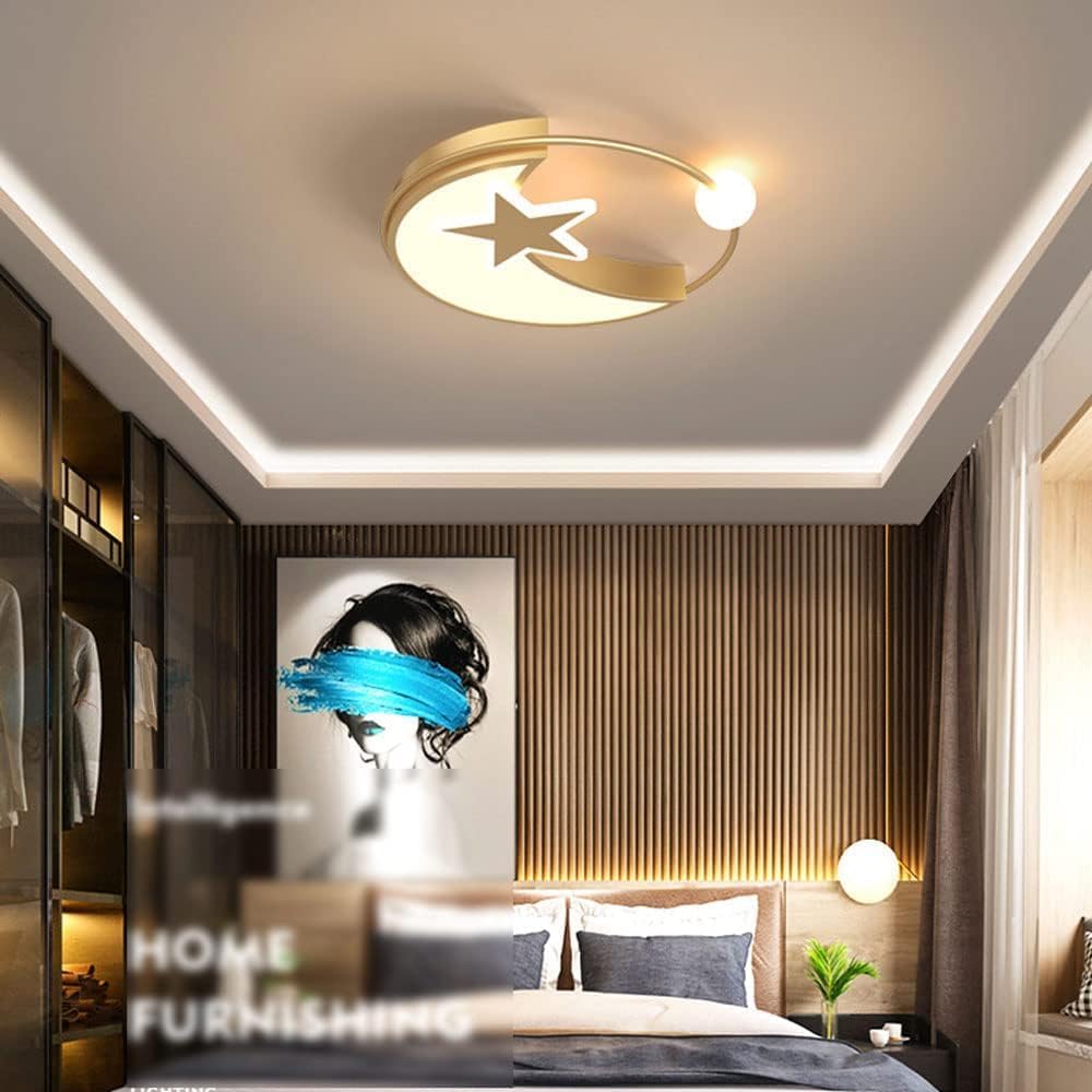3 Color Temperature Kids Bedroom Modern Minimalist Moon Star Shape Flush Mount Ceiling Light Nordic LED Acrylic Close to Ceiling Lamp Fixture for Children's Room Boys Girls Bedroom