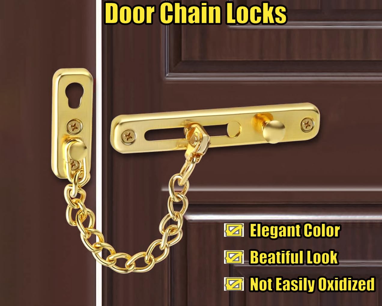 Serratura A Catena Per Porta Antifurto - Sicurezza Casa E Appartamento | Bloccaggio Con Barra Girevole Per Interni - Foto 12