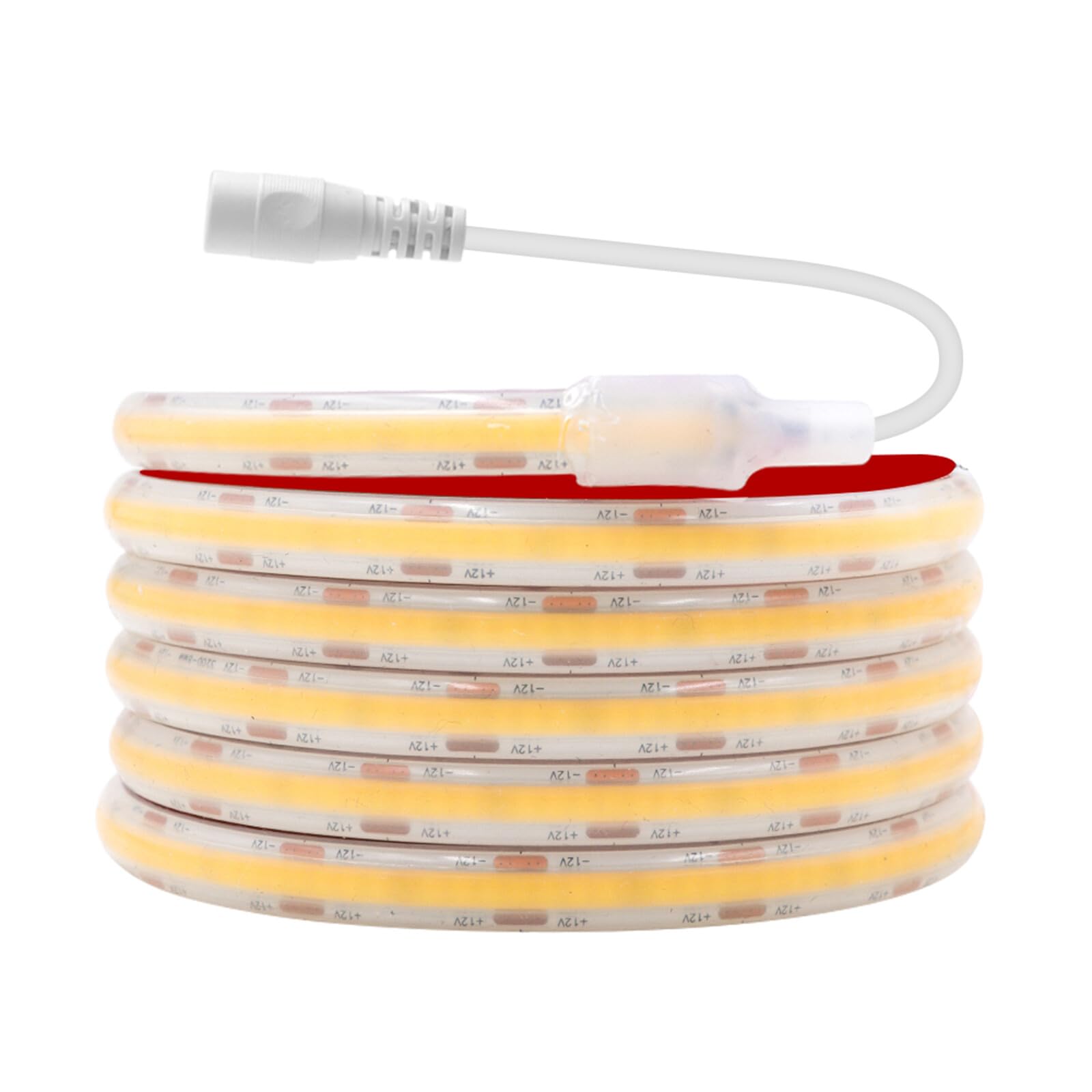KAFULA 12V COB LED Light Strip [5m, Natural White 4000K], IP68 Waterproof Flexible, 320 LEDs/m FCOB LED Fairy Light CRI90+, can be Cut Every 2.5CM, Home Decoration - Power Supply not Included