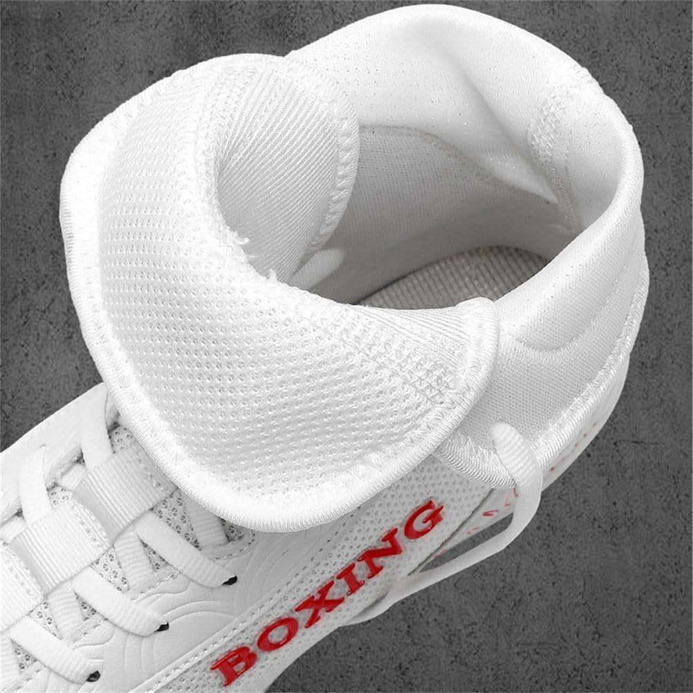 Botas de Boxeo Juveniles para Hombre, Zapatos de Kickboxing de Malla Ligera con caña Alta, para Lucha, Entrenamiento atlético y acondicionamiento físico