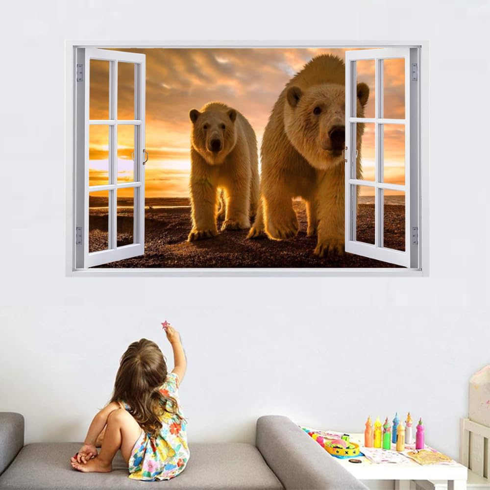 Calcomanía Rota 3D, Oso Adhesivo Extraíble De Vinilo Para Despegar Y Pegar, Tatuaje De Pared Niñas Niños Dormitorio Guardería Habitación Decoración Para El Hogar 110x70cm