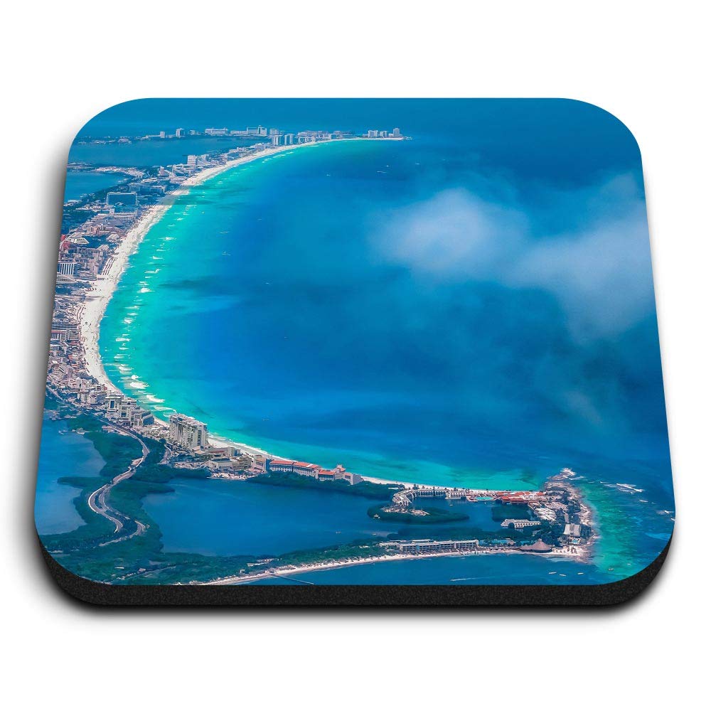 Destination Vinyl Ltd Multicolor 1 X Square Mdf Fridge Magnet - Cancun Island Mexico Beach 16622