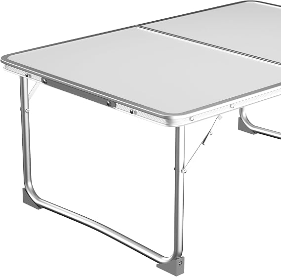 2FT Folding Camping Table with Carry Handle,60CM Lightweight Aluminum Picnic Table Portable Laptop Desk for Sofa,Bed,Office,Outdoor BBQ,Camping,Picnic & Travel