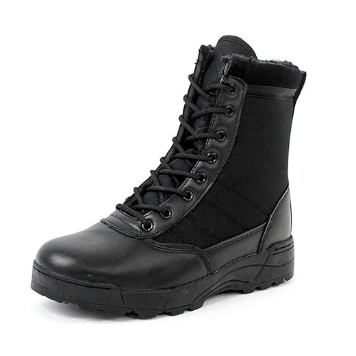 Botas Táticas De Caminhada Militares Dos Homens, Botas Táticas De Cano Alto Com Zíper Lateral Superior Para Inverno Masculino, Botas De Neve Resistentes Ao Desgaste, Respiráveis (Color : Black, Size