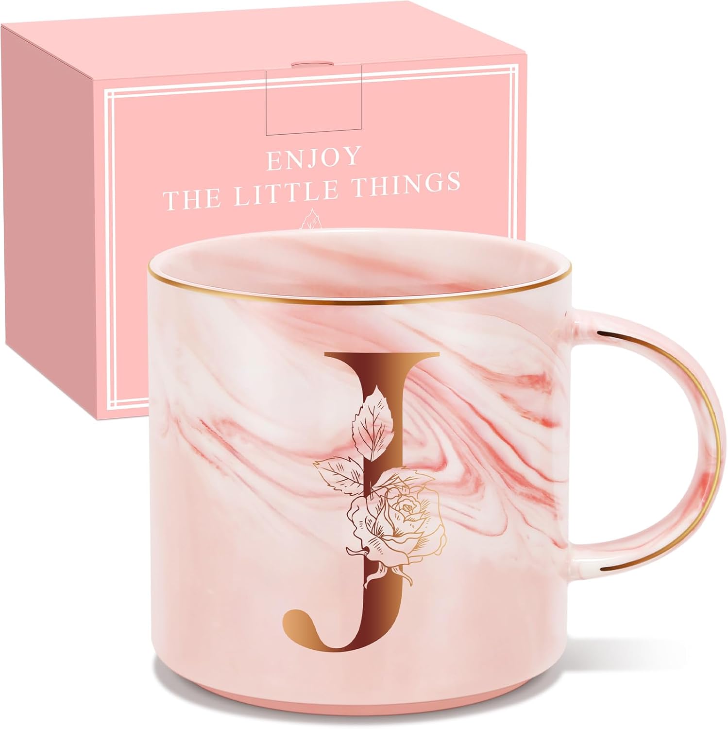 Valentines Day Gifts for Her, Anniversary Birthday Galentines Gifts for Women Mom Grandma Friend Sister Wife Teacher Coworker, Personalized Initial Customized Gift Monogrammed A-Z Coffee Mug 12 OZ(J)