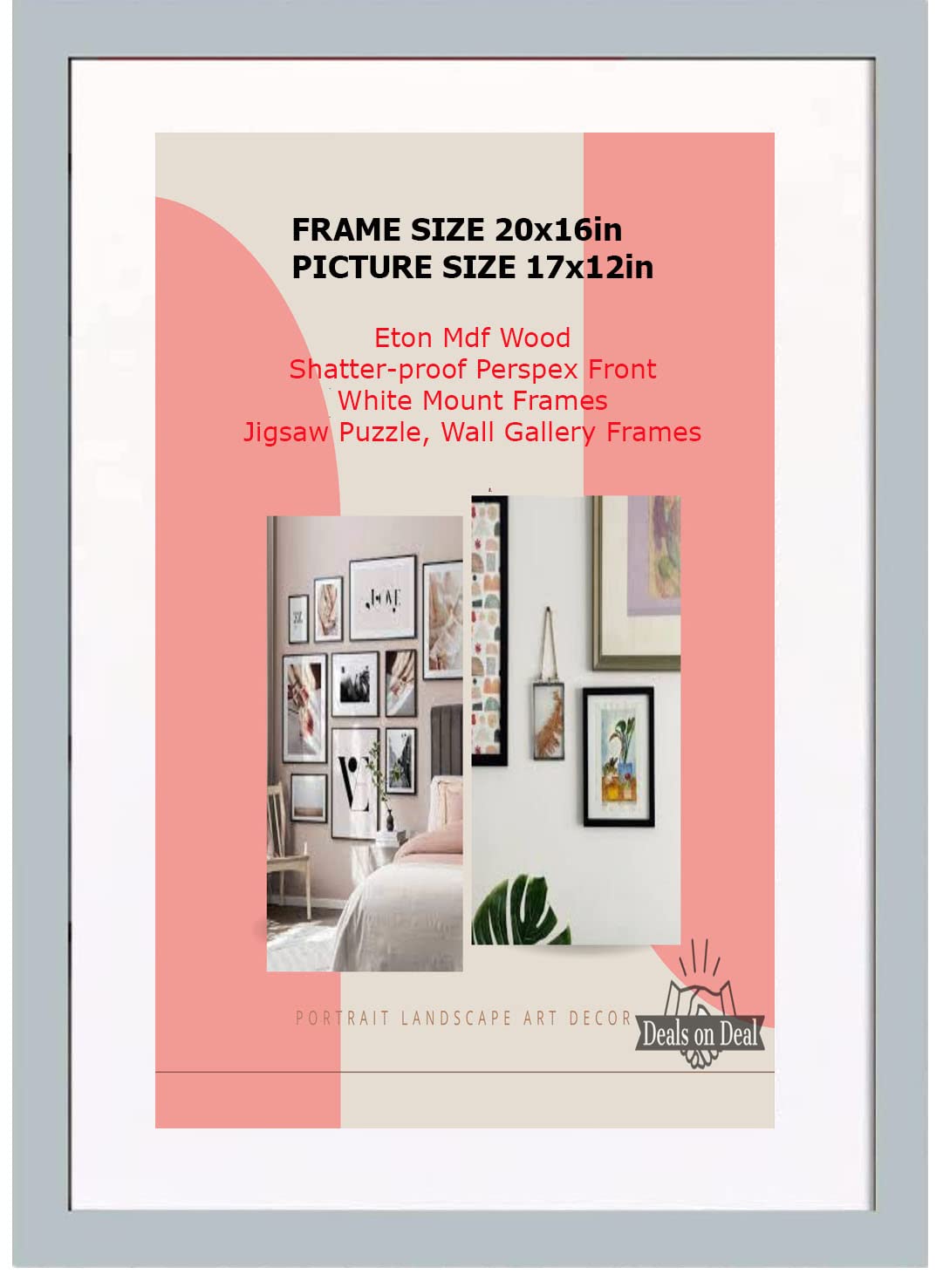 DEALS ON DEAL Poster frames 20x16 with Mount for 17x12 | Clear Acrylic Solid Wooden Picture Frames | Jigsaw Puzzle Wall Décor display Horizontally or Vertically