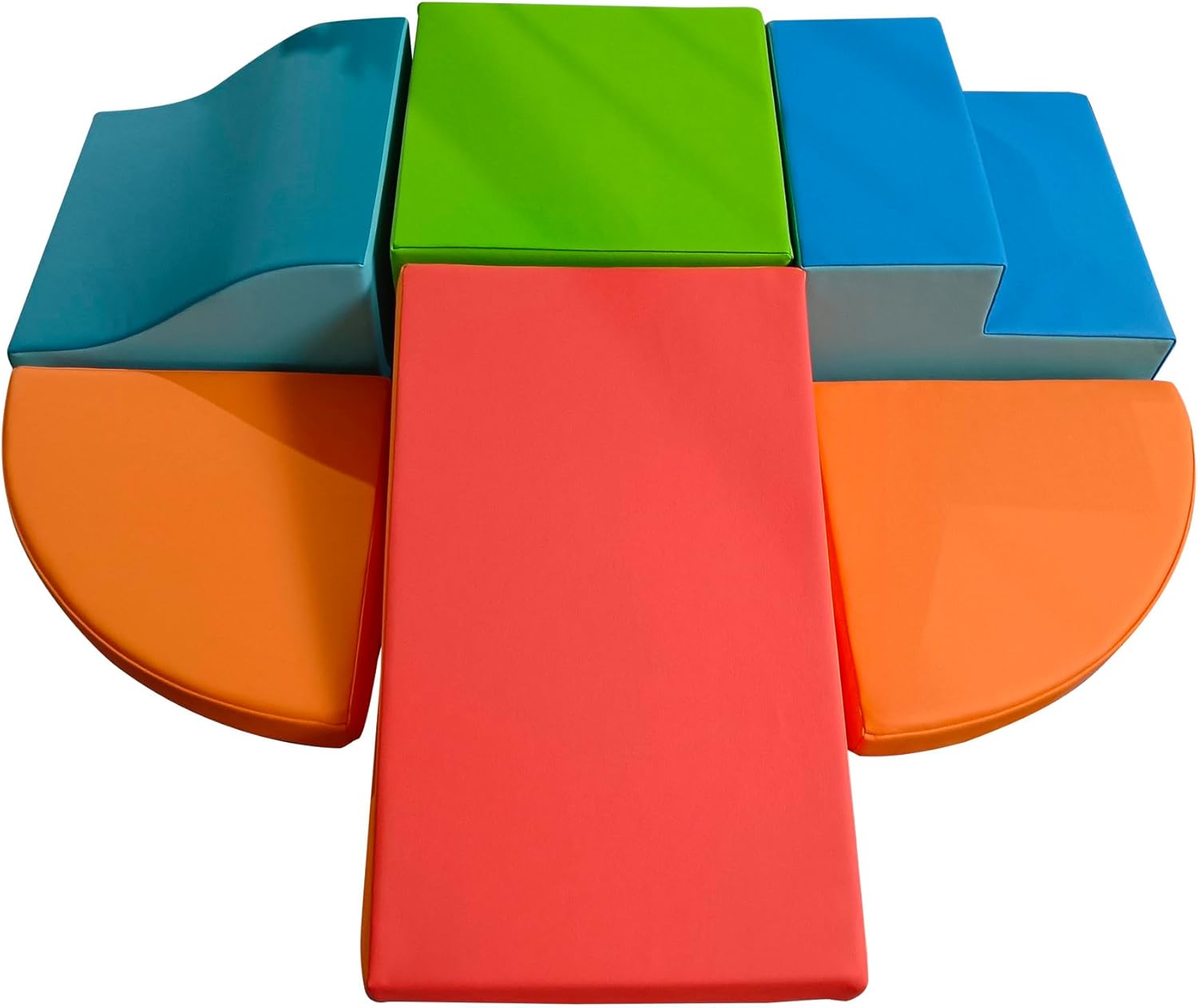 6-Piece Foam Climbing Blocks, Soft Play Set with CertiPUR-US® Foam & PU Leather, Kids Climbing Toys with Wooden Cars & Sticker Book