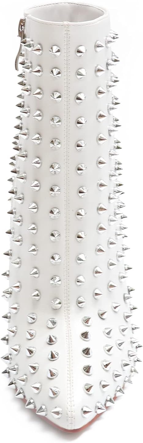 COLETER Women's Rhinestone Ankle Boots with Rivets Closed Pointed Toe Stilettos Autumn Warm Dress Booties - Image 3