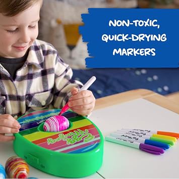 The Eggmazing Egg Decorator Easter Egg Decorating Kit (Spring Green) + White Wooden Eggs (12 Pack)