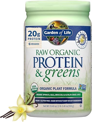 Garden of Life Proteína orgánica cruda y verduras vainilla proteína vegana en polvo para mujeres y hombres proteína vegetal proteína de guisante