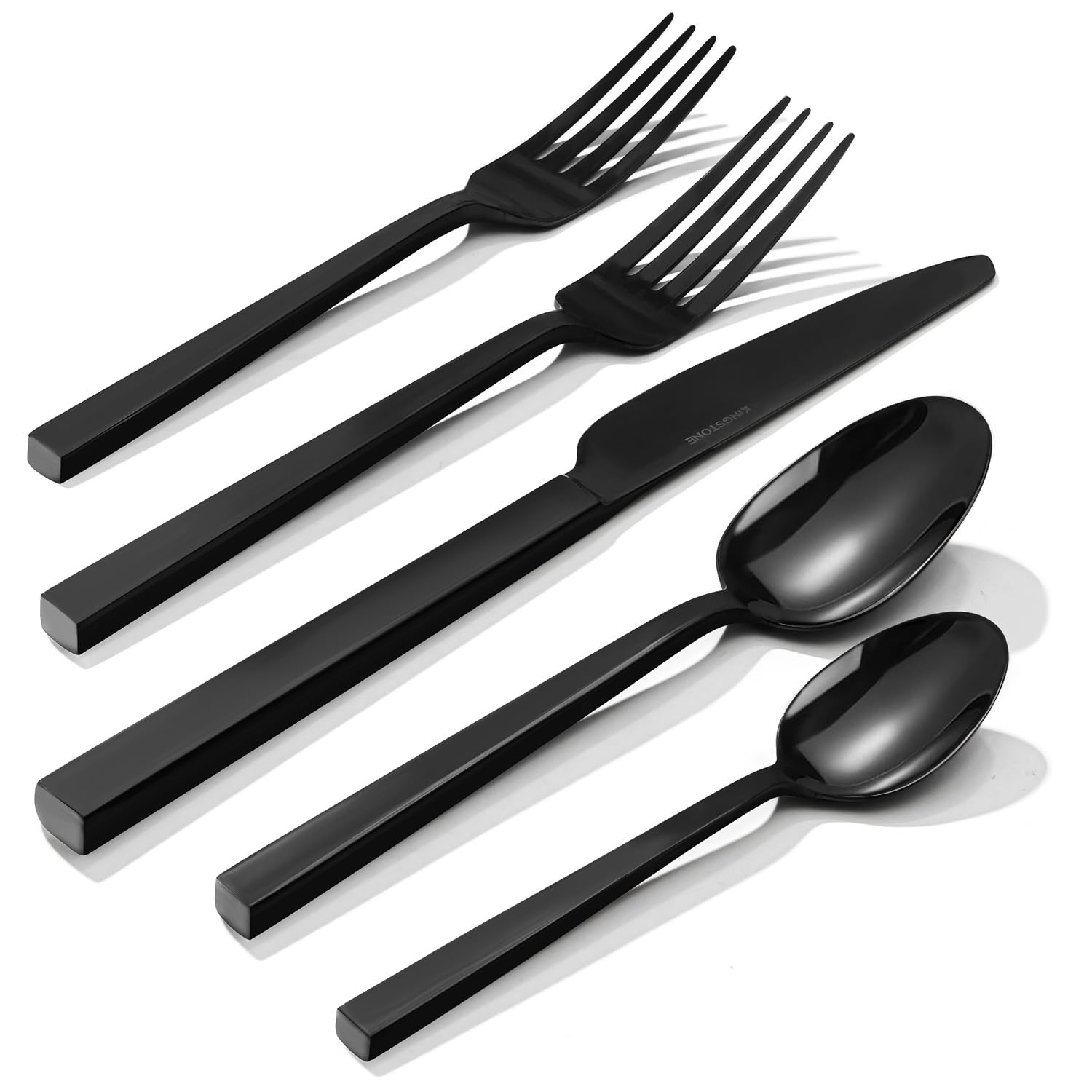 Black Silverware Set for 12, 60 Piece Flatware Set, Stainless Steel