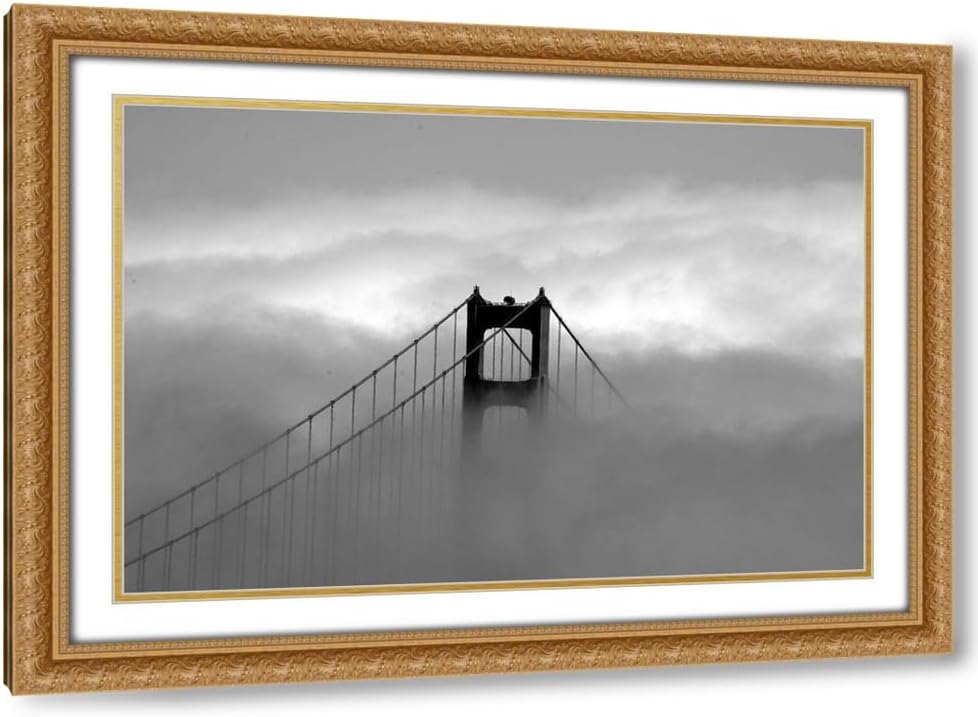 ArtDirect Highsmith, Carol 24x17 Black Modern Framed Art Print Titled: Golden Gate Bridge with fog rolling over it San Francisco California