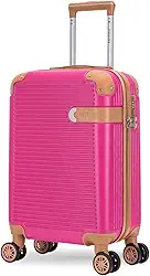 Mala de Bordo Rígida - Textura Canelada Distinta, Rodas Duplas Silenciosas 360°, Cadeado com Combinação Numérica | Leveza e Segurança Aprimoradas para Viagens (Magenta, Pequeno)