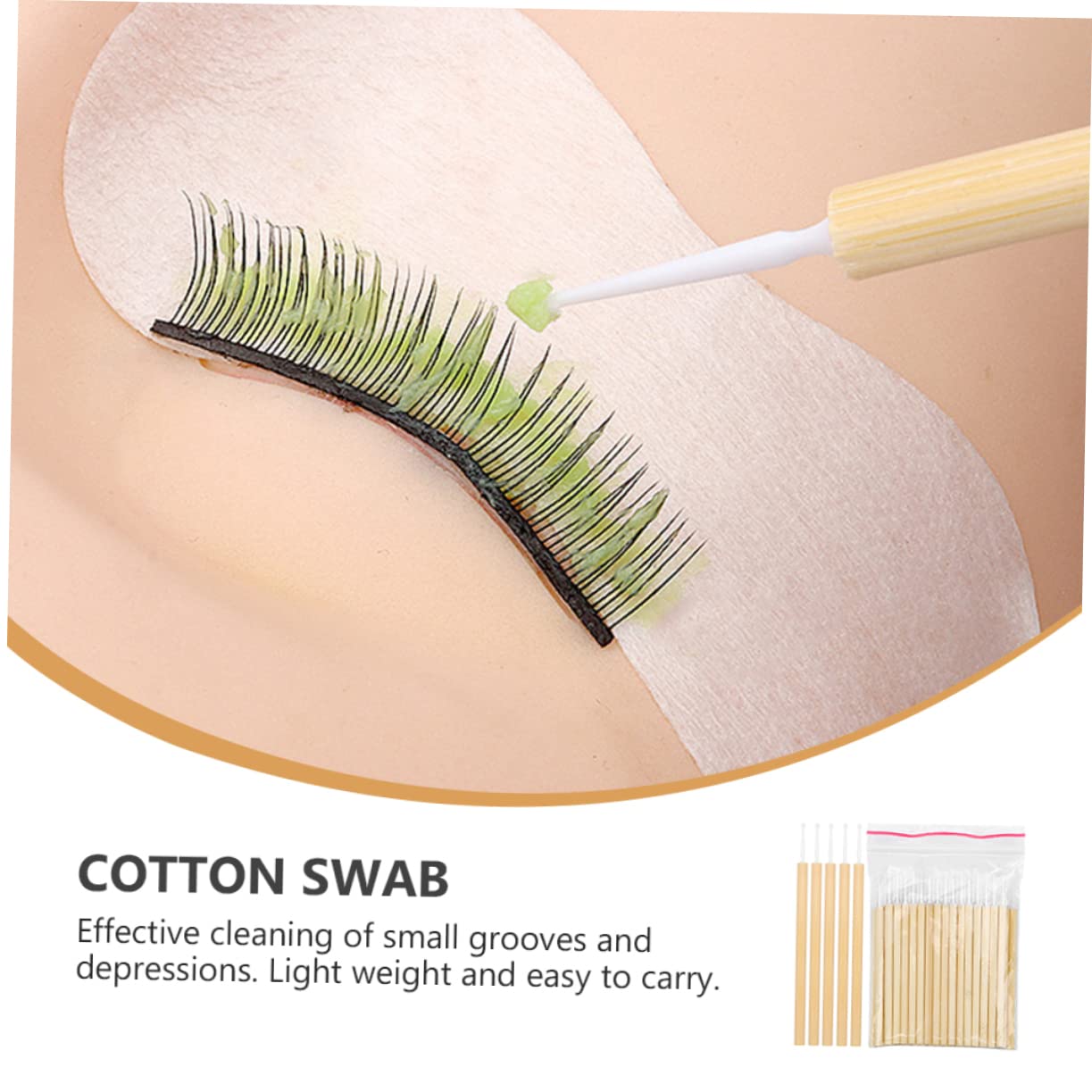 TOVINANNA Portable Bamboo Eyelash Grafting Brush 50pcs for Makeup Removal Detail Work