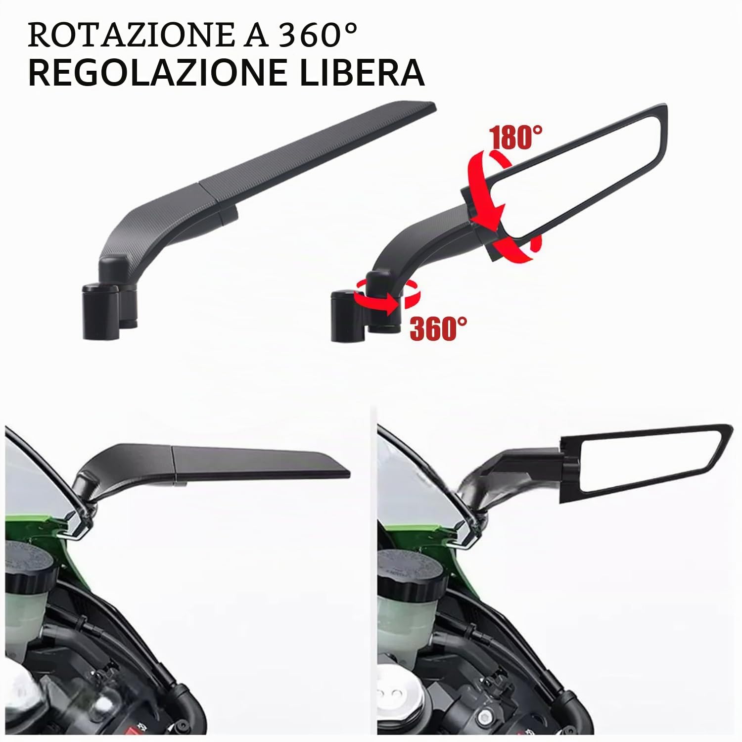 Specchietti moto 180° ruotabile alluminio CNC M8 M10 Sport moto specchietti laterali per MT07 MT09 CB650R CB1000R R1200 R1250 X-max 300 X-ADV 750 (dimensioni ridotte B)