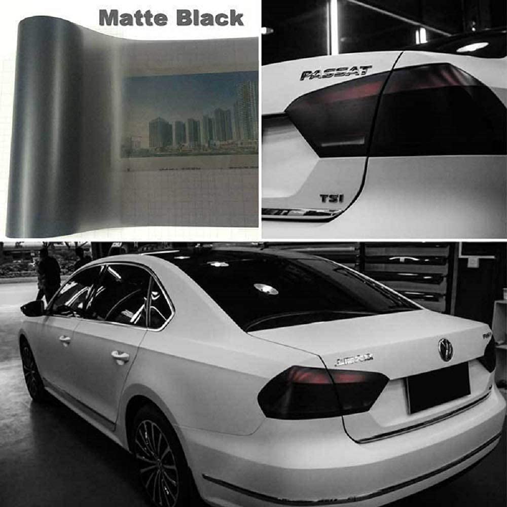 Film de phare de voiture, TOTMOX Vinyl Cars Phare Feux arrière Feu arrière Film antibrouillard Film de protection pour vitres teintées Noir mat 30 cm * 180 cm