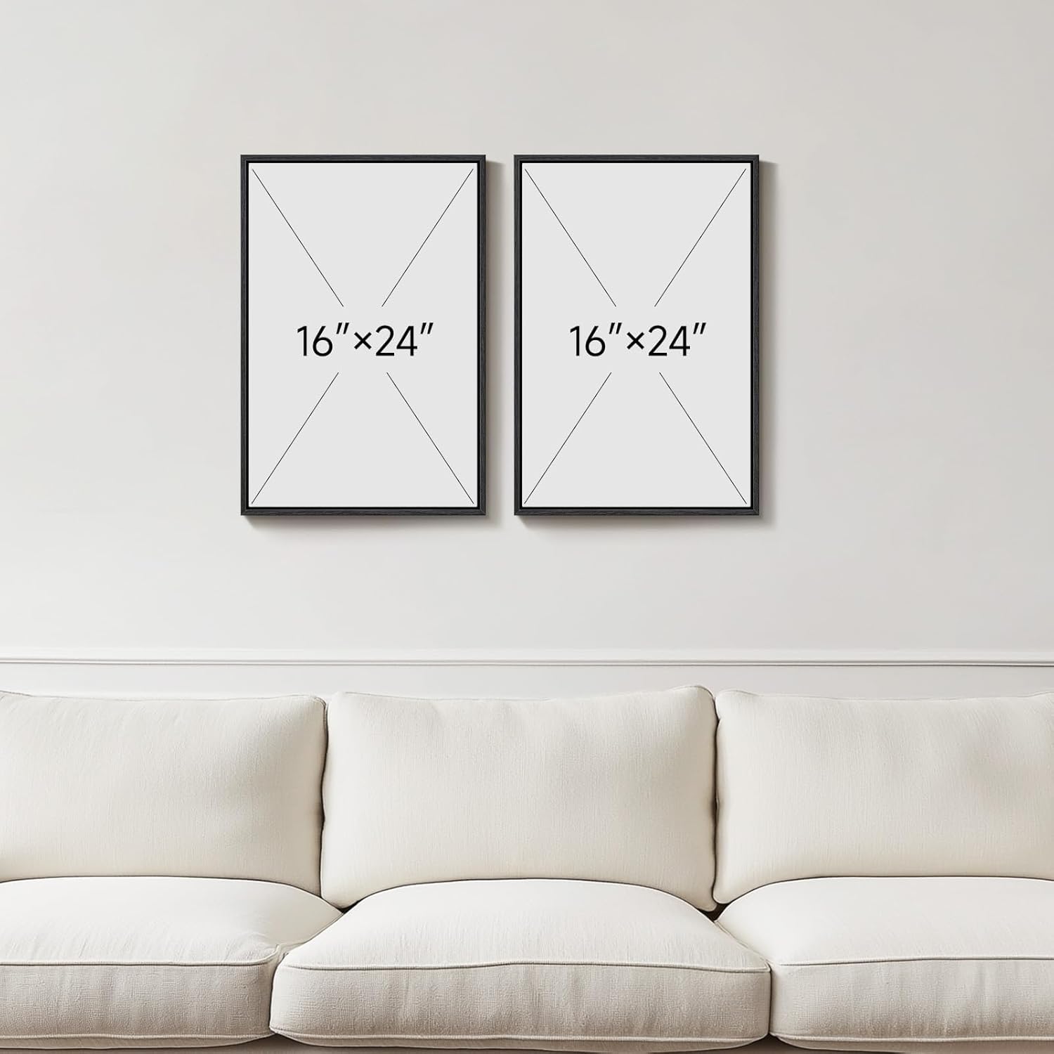 Framed Boho Moon Phase Wall Art Bedroom, Set of 2 Neutral Brown Abstract Minimalist Canvas Artwork for Walls, Bohemian Lunar Celestial Paintings Prints Wall Decor Living Room Home Office, 16x24 Inch