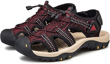 Amazon Co Jp メンズサンダル メンズサンダル丈夫なグリップクッション性のあるインソールネオプレン冬トラベルウォーキングのために裏地 アウトドア防水靴 Color Red Size 42 シューズ バッグ