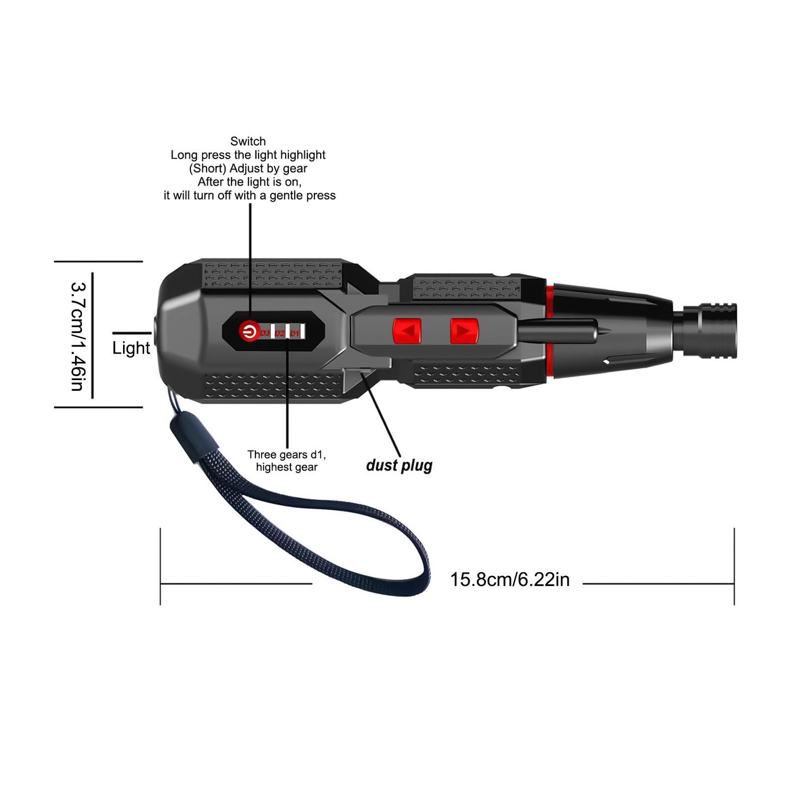 Cacciavite Elettrico Senza Fili Ricaricabile Ergonomico a 3 Velocità per