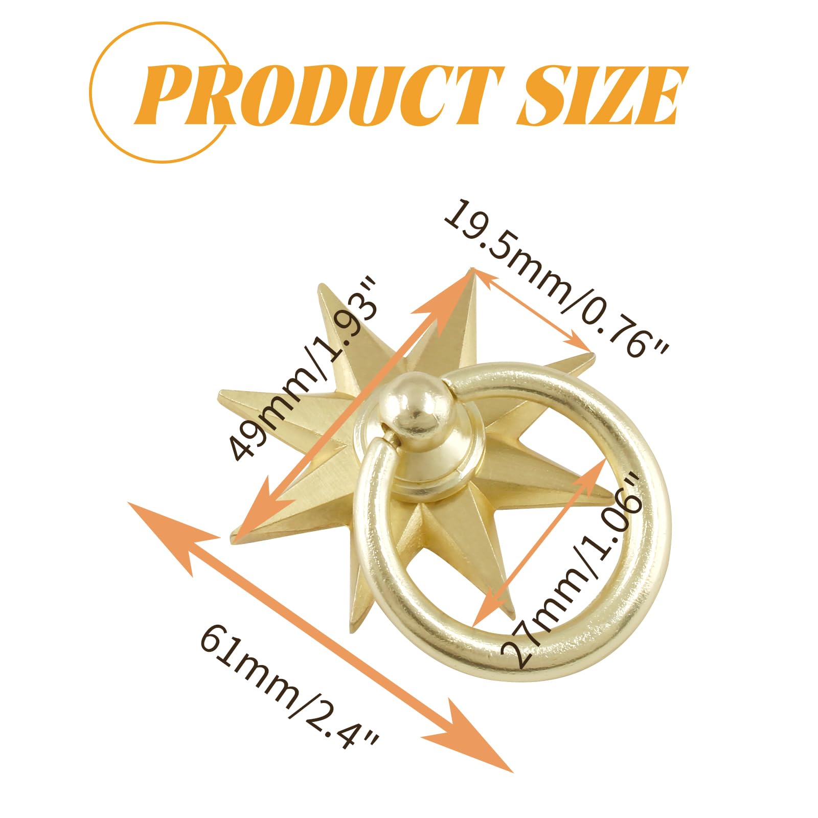 Uenhoy 4 Pcs Octagonal Star Cabinet Knobs - Image 3