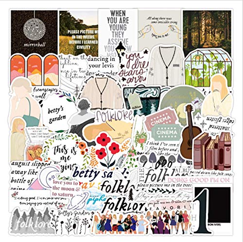 50 peças adesivos Folklore e Evermore, adesivos de vinil à prova d'água de música decalques para la