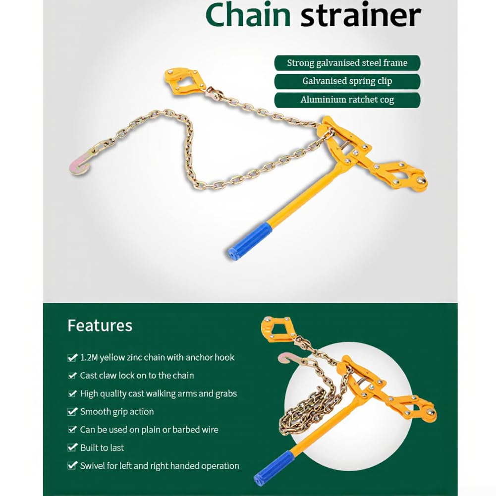 Drahtspanner für Zaun 2200 lb Einhand-Bedienung | 1.2m für kette für Hebelwirkung, einhändige Spannung, effiziente Arbeit, für ideal für Zäune