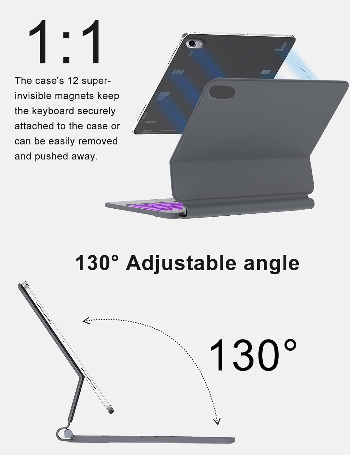 Magic Keyboard Case for iPad Air 11 inch(M4 2026,M3 2025,M2 2024)&iPad Pro 11 Inch(4th/3rd/2nd/1st Gen), iPad Air 5th/4th Gen Case with Keyboard, Floating Cantilever Stand,Multi-Touch Trackpad,Backlit