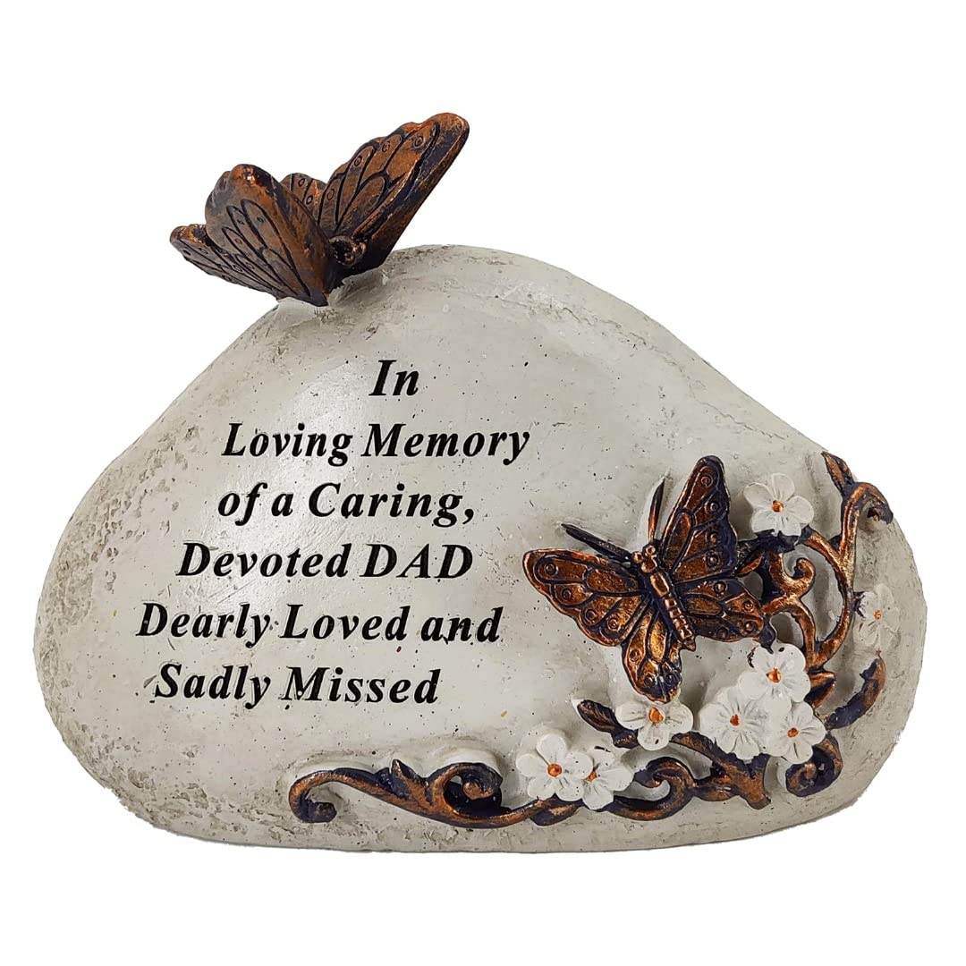 Special Dad Flower & Butterfly Memorial Graveside Stone Plaque Ornament
