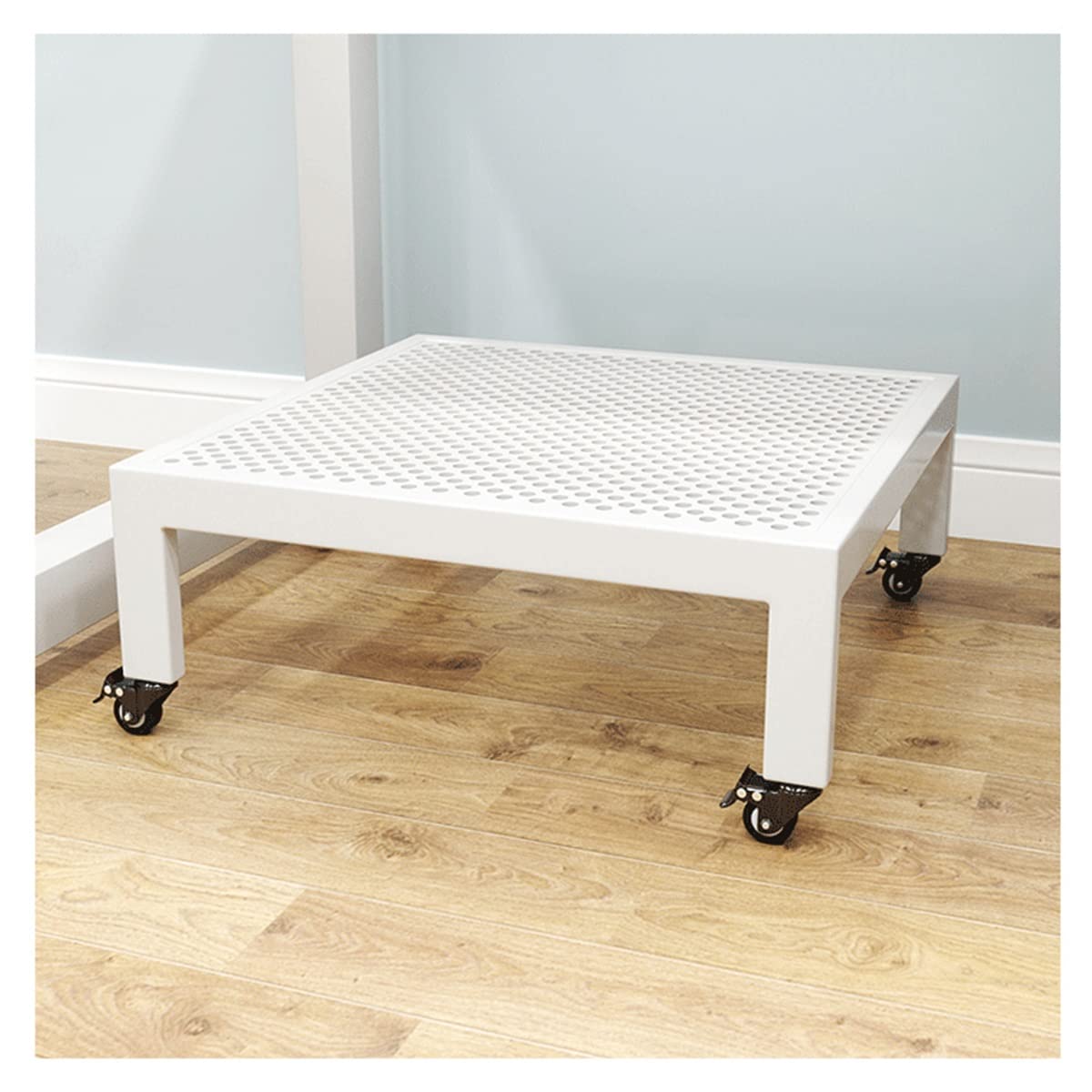 YUANCHUTOP Metal Plant Trolley Caddy on Wheels - 12/14/16/20" Movable Plant Stand for Indoor/Outdoor - Flower Pot Tray for Home Garden - White 40cm/16In