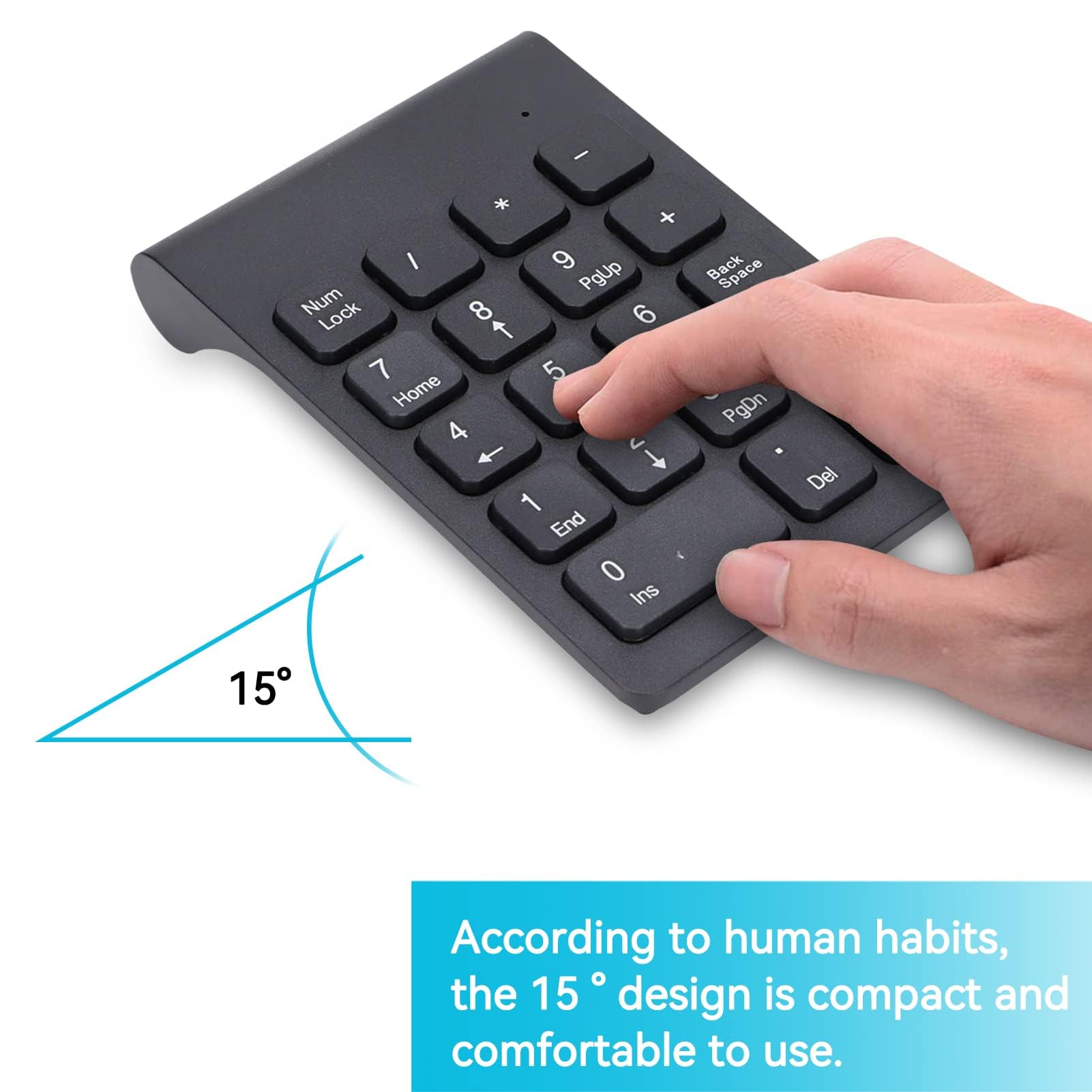 Agatige Combo Clavier Numérique Et Souris sans Film, 2,4 GHz 18 Touches Clavier Mini USB Pavé Numérique Plug and Play Souris Pavé pour Ordinateur Portable, PC, Bureau